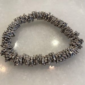 Silver metal beaded stretch bracelet